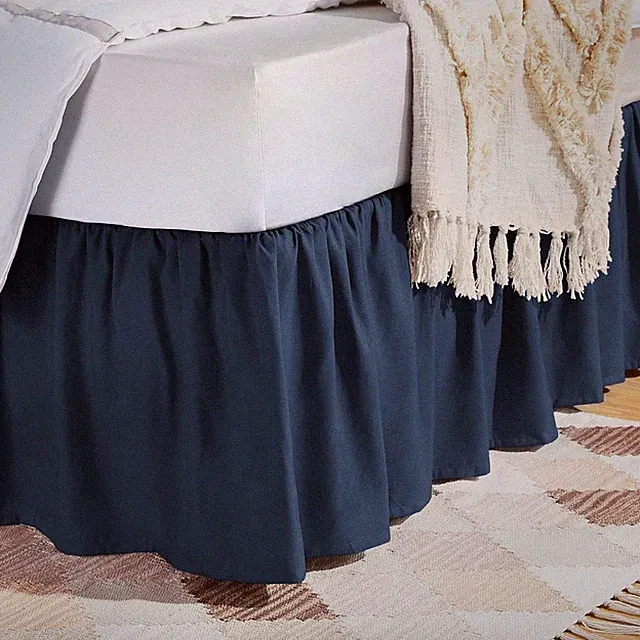 Lightweight Ruffled Bed Skirt Classic Style Soft & Stylish 100% Microfiber Navy