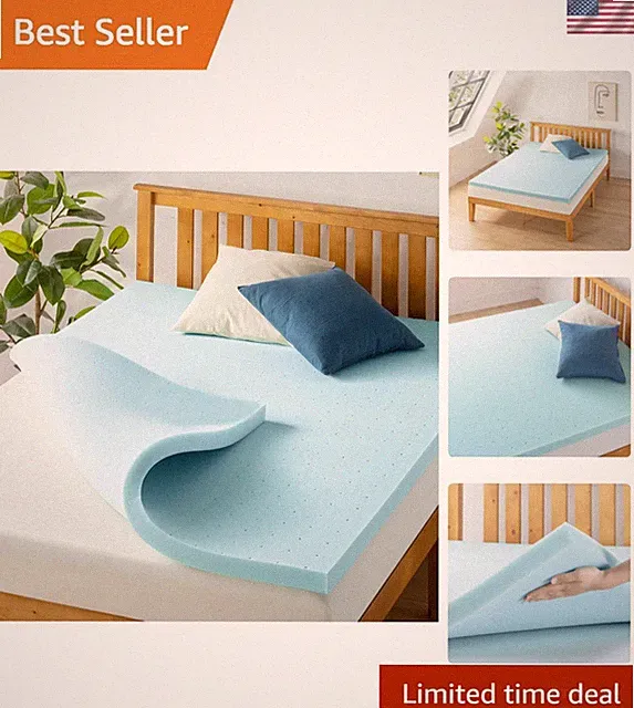 Mattress Topper Queen Gel Memory Foam Ventilated Cooling Soft Support