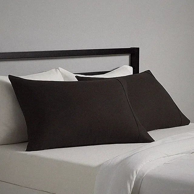 **Standard Pillow Cases Set of 2 Super Soft Easy Care Microfiber Black**